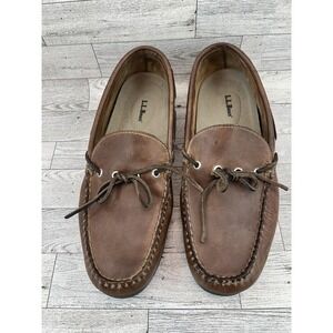 LL Bean Shoes Mens Size 10.5 Brown Leather Moccasin Boat Casual Loafers Comfort